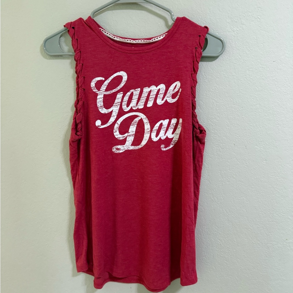 Maurices Game Day Graphic Tank Red Braided Sleeve XS